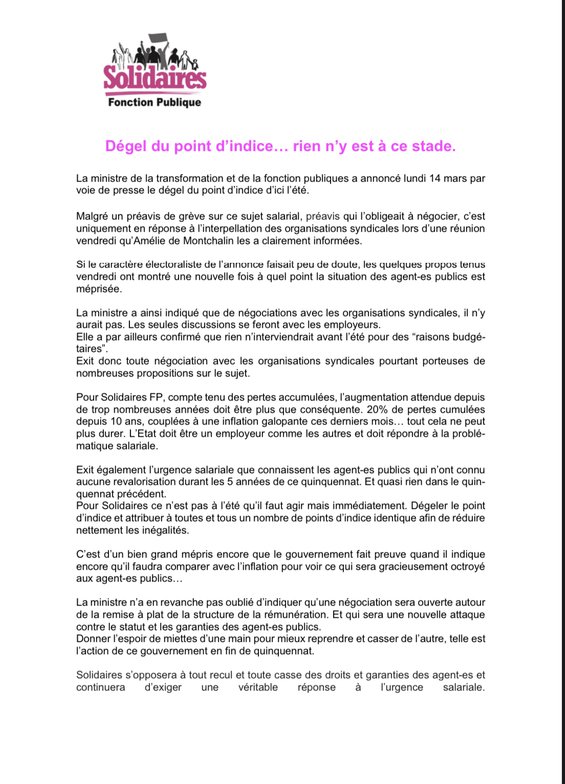 Communiqué Dégel