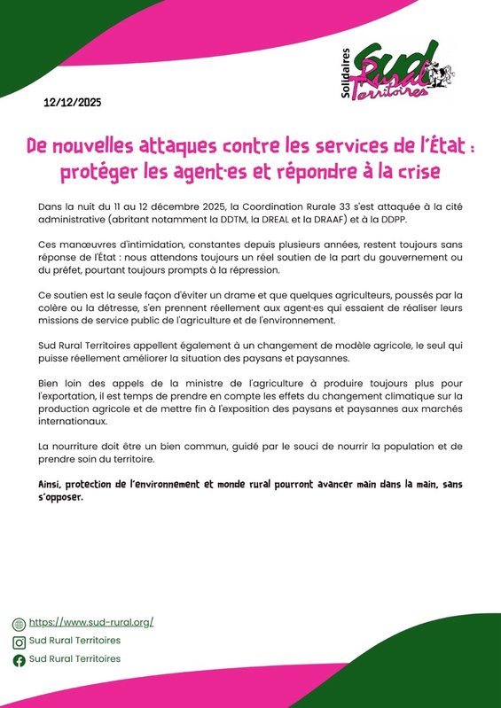 SUD Rural 12 décembre 2025